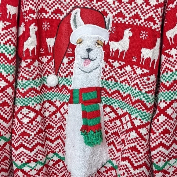 Ugly Christmas Sweater, llama, red green, XXL 2XL, NWOT - Picture 2 of 7